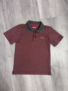 Under Armour Boys' Red & Gray Striped Polo